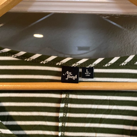 Au Fond L Green and White Striped Tunic Top - Picture 2 of 3